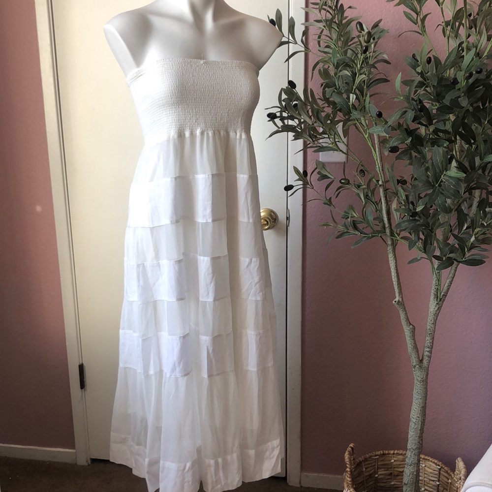 White Tube Top Lapis Dress